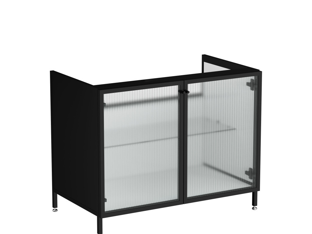 Washbasin Unit 100cm With Glass Doors Ceramic Countertop Vitra - Liquid Series product image 3