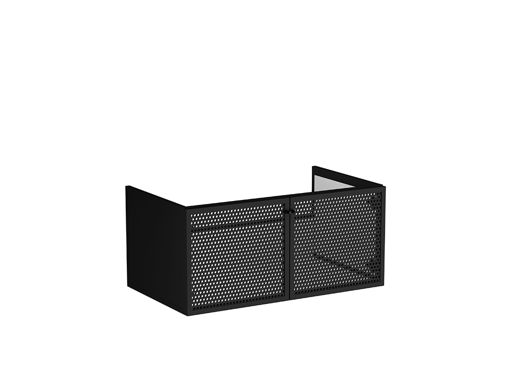 Washbasin Unit 100cm With Metal Doors Ceramic Countertop Vitra - Liquid Series