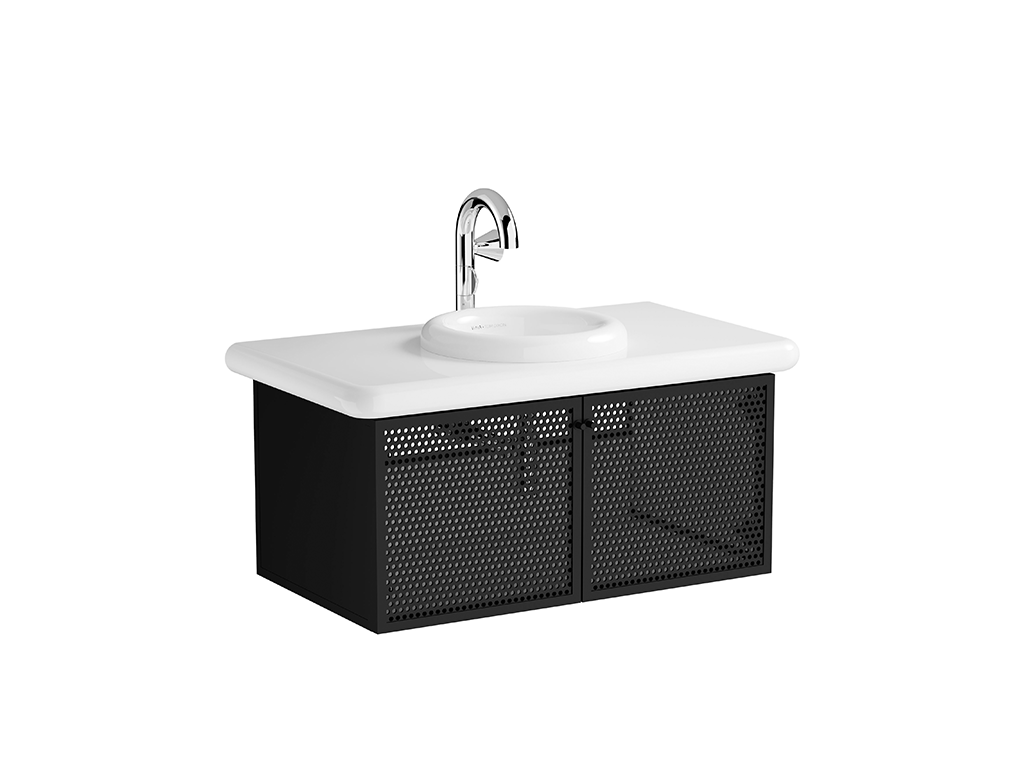 Washbasin Unit 100cm With Metal Doors Ceramic Countertop Vitra - Liquid Series ürün görseli 3