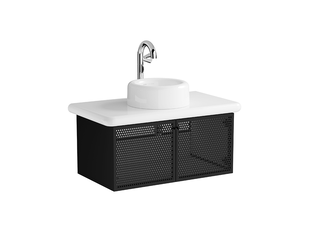 Washbasin Unit 100cm With Metal Doors Ceramic Countertop Vitra - Liquid Series ürün görseli 5