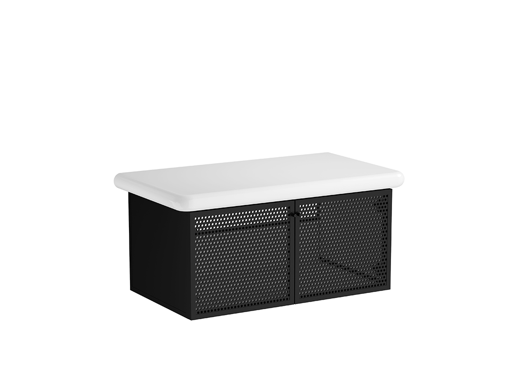 Washbasin Unit 100cm With Metal Doors Ceramic Countertop Vitra - Liquid Series ürün görseli 6