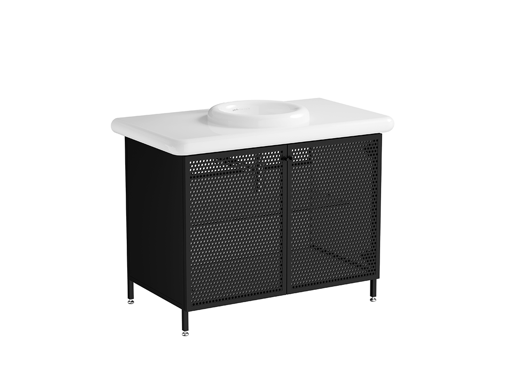 Washbasin Unit 100cm With Metal Doors Ceramic Countertop Vitra - Liquid Series ürün görseli 3