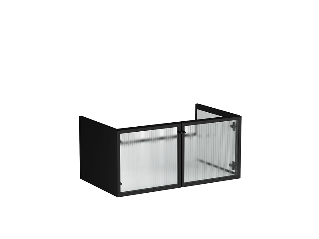 Washbasin Unit 100cm With Glass Doors Ceramic Countertop Vitra - Liquid Series product image 6