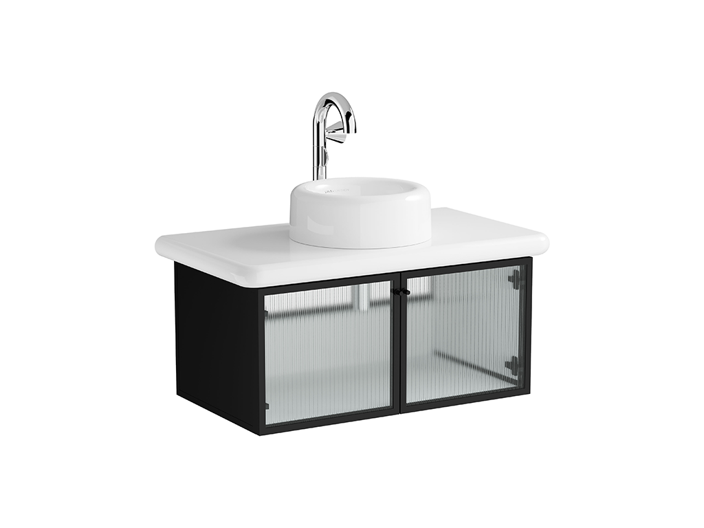 Washbasin Unit 100cm With Glass Doors Ceramic Countertop Vitra - Liquid Series product image 11