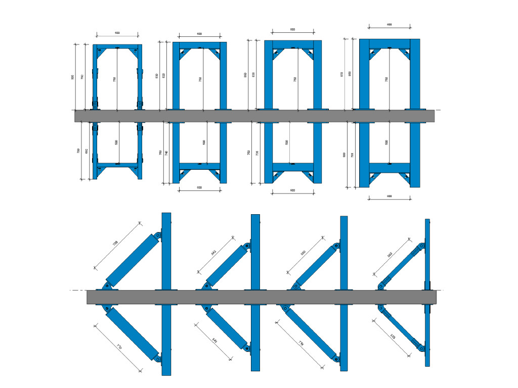 PROMEGA-Heavy Duty Ceiling - Floor Mounted Support System (2V+1H+Longitudinal bracing) product image 2